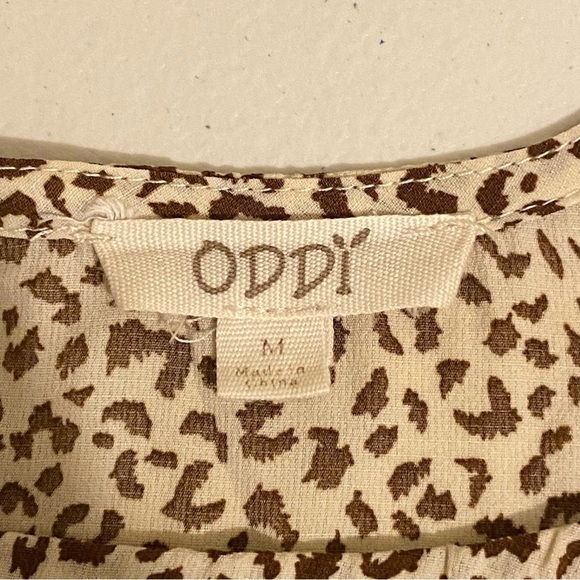 ODDY Animal Print Embroidered Neckline Ruffles Flowy Size M Tunic - Picture 8 of 13